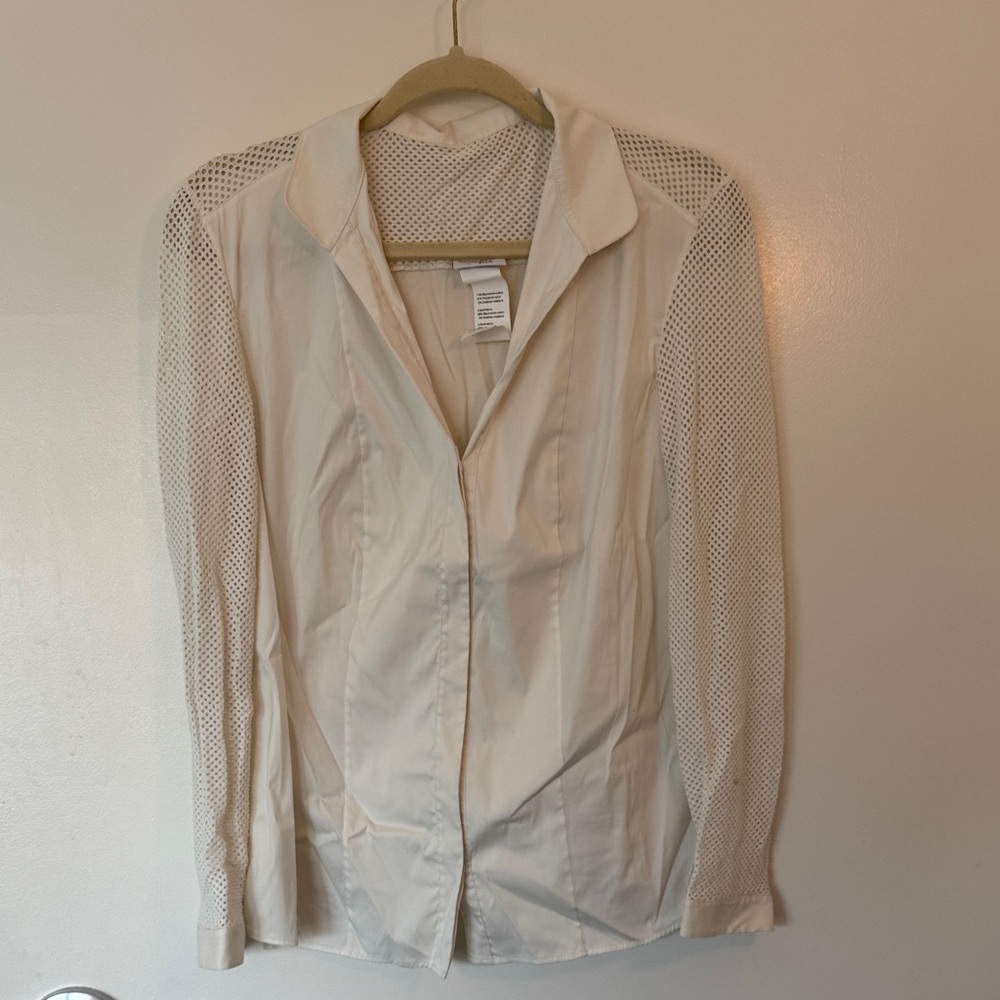 Akris Punto White Mesh Sleeve Blouse